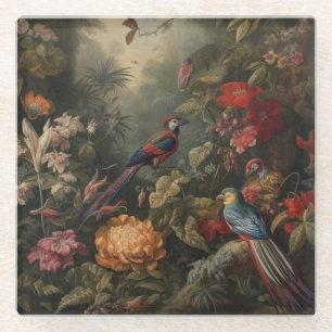 Naturforscher-Studie mit Macaw & Crimson Hibiscus Glasuntersetzer