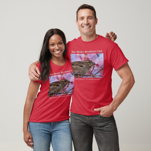 Naturfotografie Haus Sparrow Sakura Vogelbeobachte T-Shirt (Unisex)