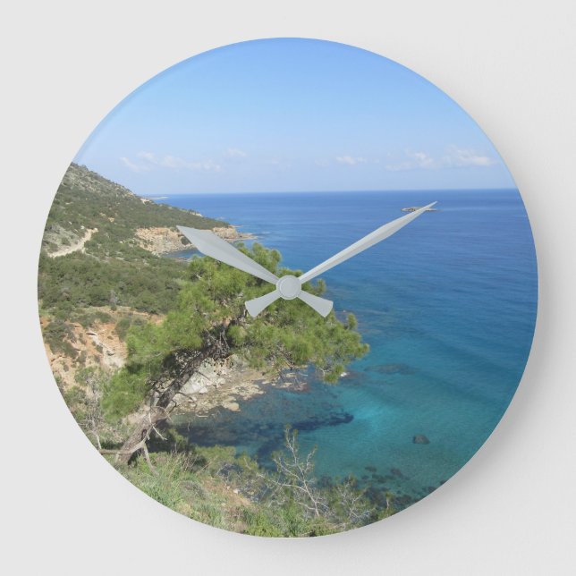 Naturfotografie Mediterranes Gebirge & Meer Große Wanduhr (Vorderseite)