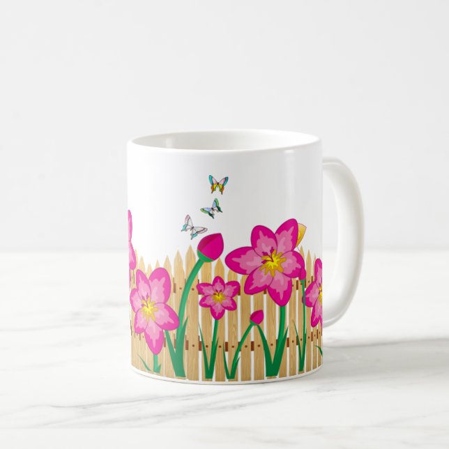 Naturgarten Rosa Blume - Elegante Blumen Kaffeetasse (VorderseiteRechts)