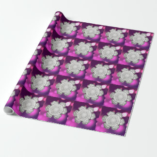 Naturgeometrie-Schneeflocken-Kristall-Magenta-Glan Geschenkpapier