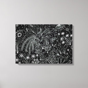 Naturgeräusche. Botanische Linienkunst. Leinwanddruck