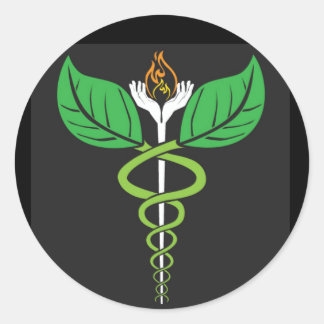 Naturheilkunde Caduceus Runder Aufkleber