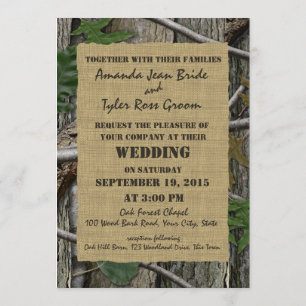 Naturholzbaum und Blätter Einladung