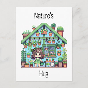 Naturhut   Niedliche Pflanze liebt Pixel Art Postkarte
