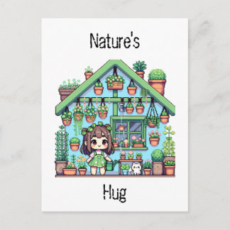 Naturhut | Niedliche Pflanze liebt Pixel Art Postkarte