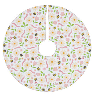 Naturinspirierte Blüten und Kreaturen Polyester Weihnachtsbaumdecke