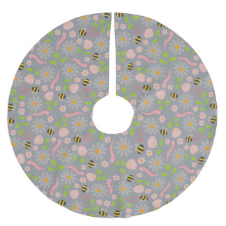Naturinspirierte Blüten und Kreaturen Polyester Weihnachtsbaumdecke
