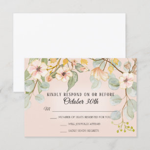 Naturinspirierte rosafarbene Pfirsich-Wasserfarbe  Einladung