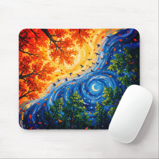 Naturinspirierter Tag Nacht Mousepad