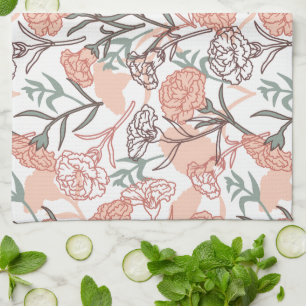 Naturinspiriertes Blumenmuster: Nelkenblüten Geschirrtuch