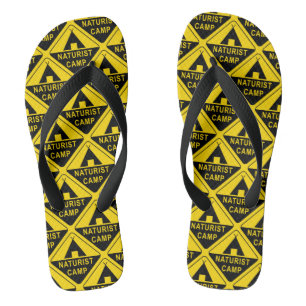 Naturist Camp Sign Print Flip Flops