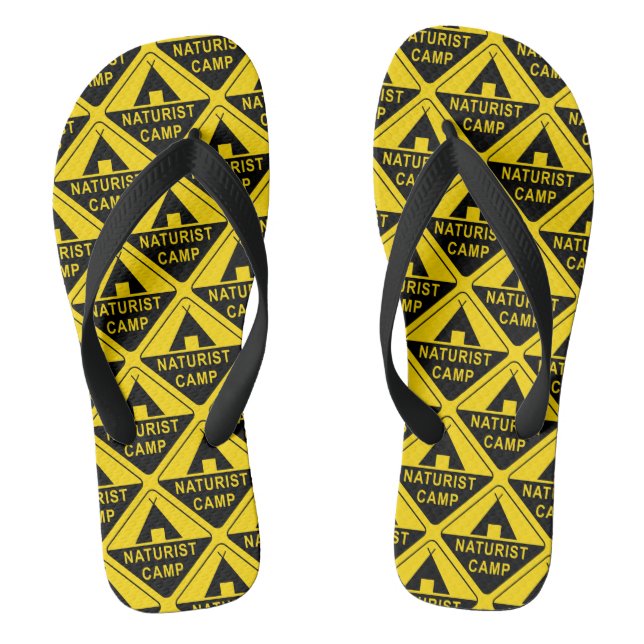 Naturist Camp Sign Print Flip Flops (Fußbett)