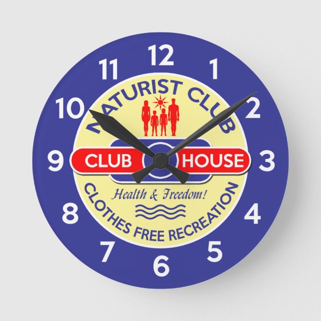 Naturist Club House Runde Wanduhr (Vorderseite)