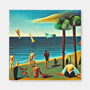 Naturisten am Strand Magnet