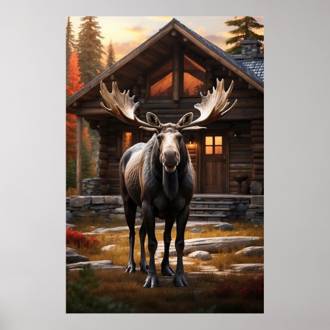 *~* Naturkabine AP49 MOOSE Hütte Poster (Vorne)