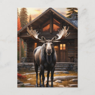 *~* Naturkabine AP49 MOOSE Hütte Postkarte