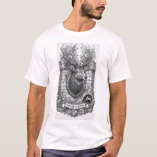 Naturkrone Hirsch Burg Schild Tattoo Kunst T-Shirt
