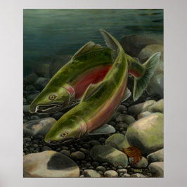 Naturkunde Poster Coho Lachs Angeln Kunst, Dichtun