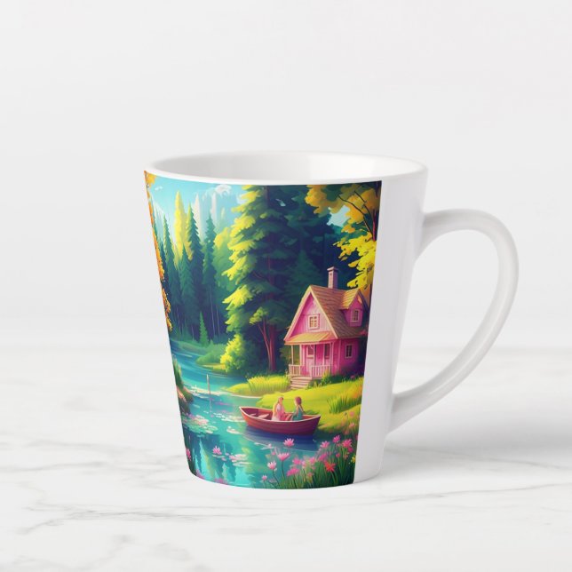 Naturlandschaft mit rosa Hütte Milchtasse (Rechts)