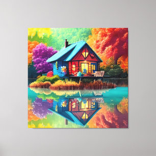 Naturlandschaft mit See und Herbst-38566 Leinwanddruck