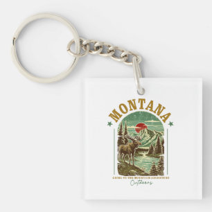 Naturlandschaft Montana - Wildnis, Berge, Fluss Schlüsselanhänger