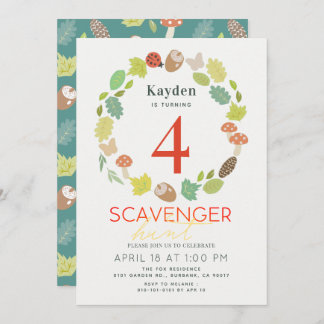 Naturlehrpfad Scavenger Aquamarin Geburtstag Einladung