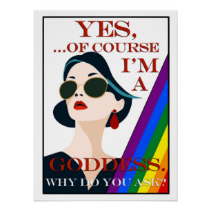 Natürlich bin ich eine Göttin Retro Vintage Gay Pr Poster