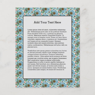 Natürlich Bohemian Rosa Blaue Blumen Grüne Blätter Flyer