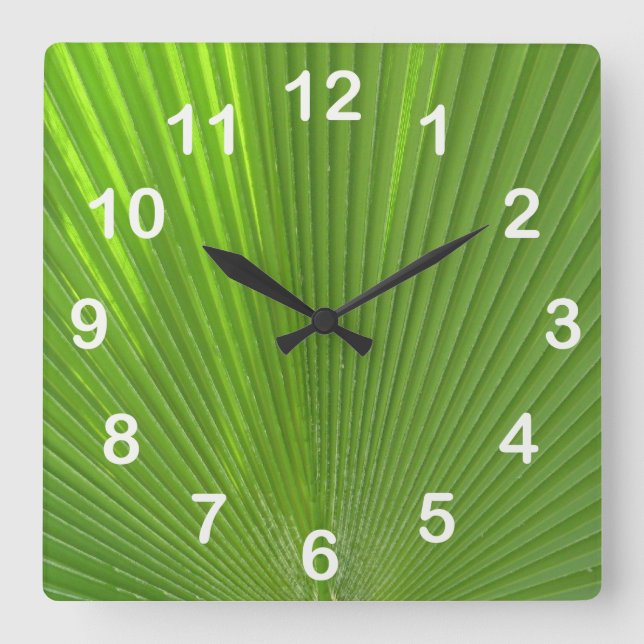 Naturlich Coole Oberflächen_Palm Frond (mit Zahlen Quadratische Wanduhr (Vorderseite)