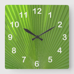 Naturlich Coole Oberflächen_Palm Frond (mit Zahlen Quadratische Wanduhr