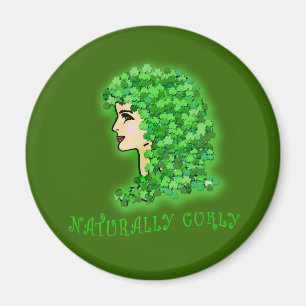 Natürlich Curly! Mit irischen Kleeblättern Magnet