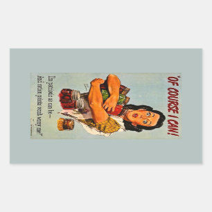 Natürlich kann ich! Vintage Retro Zweiter Weltkrie Rechteckiger Aufkleber