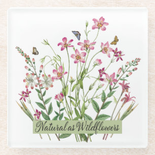 Natürlich wie Wildblumen - Vintage Glasuntersetzer