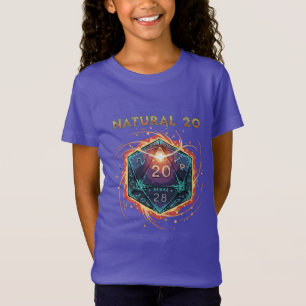 Natürliche 20 Flammende D20 Würfel Epischer D&D T-Shirt
