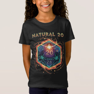 Natürliche 20 Flammende D20 Würfel Epischer D&D T-Shirt