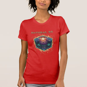Natürliche 20 Flammende D20 Würfel   Episches D&D  T-Shirt