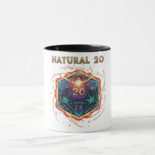 Natürliche 20 Flammende D20 Würfel   Episches D&D  Tasse
