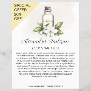 Natürliche ätherische Jasminöle Wasserfarbe Floral Flyer