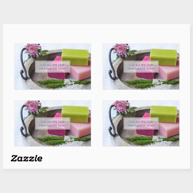 Natürliche Bio, handgefertigte Seifenhersteller-Pr Rechteckiger Aufkleber (Blatt)