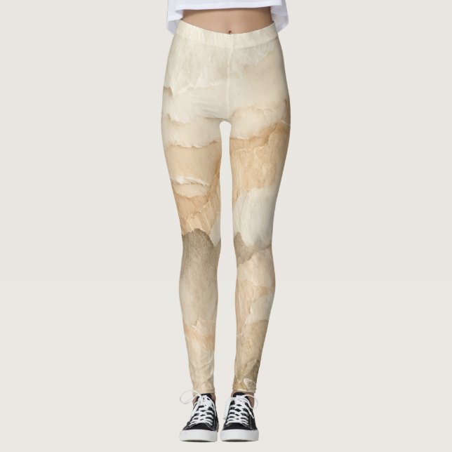 Natürliche Bio, texturierte Rippschichten Leggings (Vorderseite)