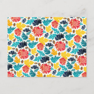 Natürliche Blaue Gelbe Aquarell-Sonnenblumen Hochz Postkarte