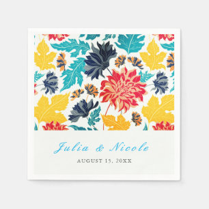 Natürliche Blaue Gelbe Aquarell-Sonnenblumen-Hochz Serviette