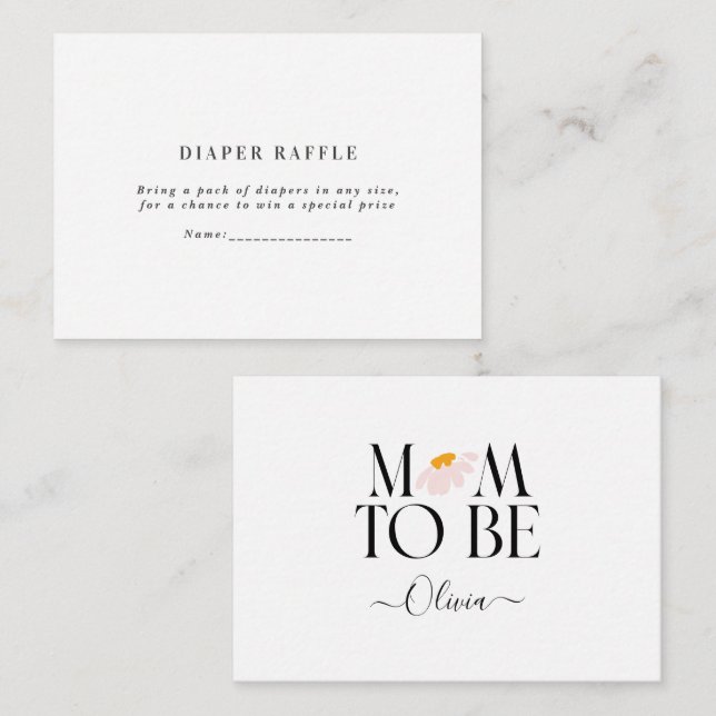 natürliche Blumen-Babydusche-Windel-Tombola Mitteilungskarte (Vorne/Hinten)