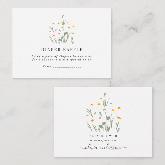 natürliche Blütendusche-Windelpreisverlosung Mitteilungskarte (Vorne/Hinten)