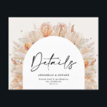 Natürliche botanische elegante Pampas Hochzeitsdet<br><div class="desc">Moderne bohemianische Terracotta Pampas Gras botanische stilvolle Hochzeitsdetails Karte.</div>