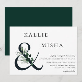 Natürliche botanische Vegetation Ampersand Hochzei Einladung