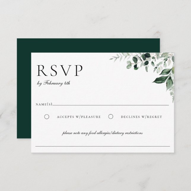 Natürliche botanische Vegetation RSVP Karte (Vorne/Hinten)