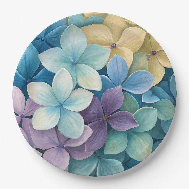 Natürliche farbenfrohe Blumen  Pappteller (Vorderseite)