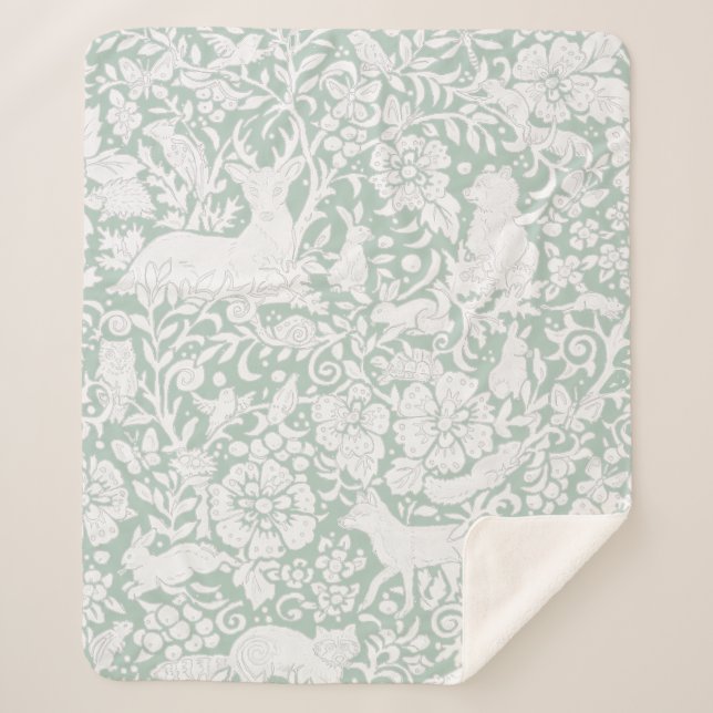 Natürliche, grün Zeichnend Waldtiere Sherpadecke (Vorderseite)